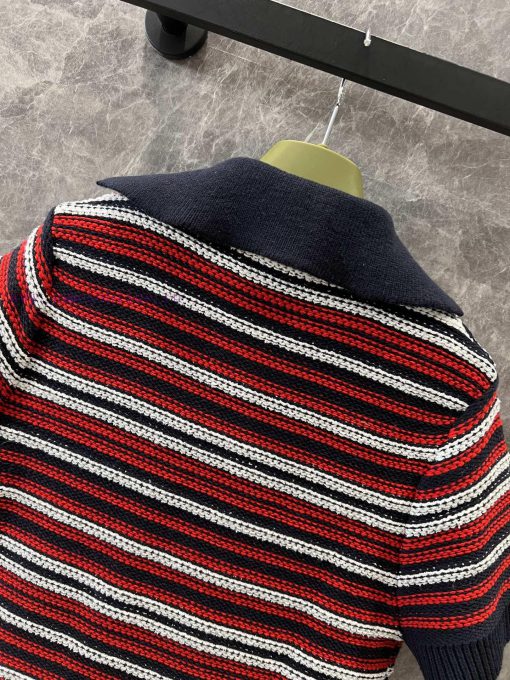 ZL60902 Gucci25Ss Spring And Summer New Product Retro Black White And Red Color Knitted V-neck p86qyhy7 - Image 5