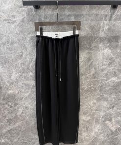 ZK60908 Chanel 25Ss Spring/Summer New Color Contrast Waist Drawstring Casual Pants 丨 Available iyq90bwf