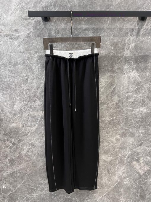 ZK60908 Chanel 25Ss Spring/Summer New Color Contrast Waist Drawstring Casual Pants 丨 Available iyq90bwf