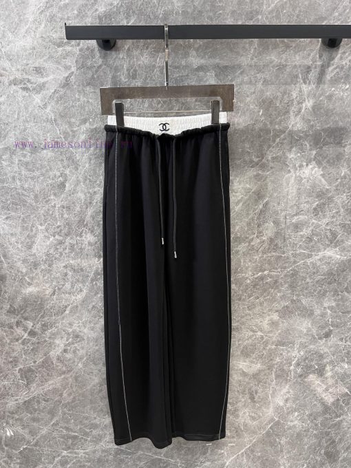 ZK60908 Chanel 25Ss Spring/Summer New Color Contrast Waist Drawstring Casual Pants 丨 Available iyq90bwf - Image 2