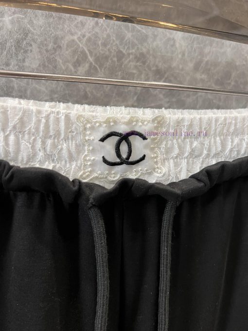 ZK60908 Chanel 25Ss Spring/Summer New Color Contrast Waist Drawstring Casual Pants 丨 Available iyq90bwf - Image 6