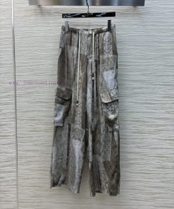 CK77117 Niche Design Retro Lace Printed Wide Leg Pants 25 Spring/summer Hot Series Elastic Wais jyggocme