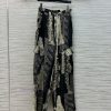 CK77117 Niche Design Retro Lace Printed Wide Leg Pants 25 Spring/summer Hot Series Elastic Wais mfje4ann