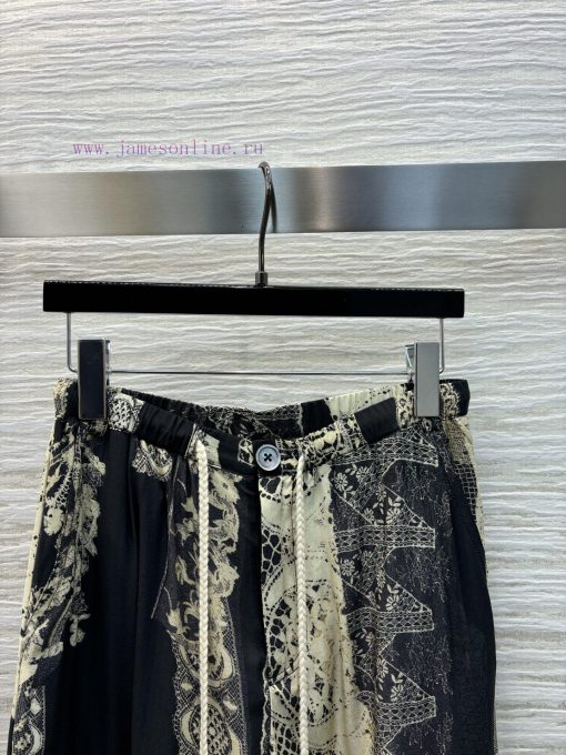 CK77117 Niche Design Retro Lace Printed Wide Leg Pants 25 Spring/summer Hot Series Elastic Wais mfje4ann - Image 3