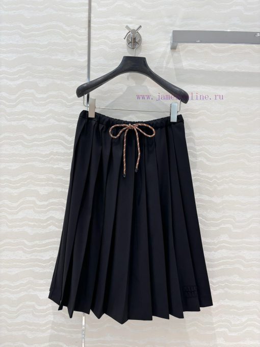 AB75695 Miu Miu Dress Academy Style Girls' Folded Long Half Skirt Imported Twill Spun Fabric Te 968jxf72 - Image 2