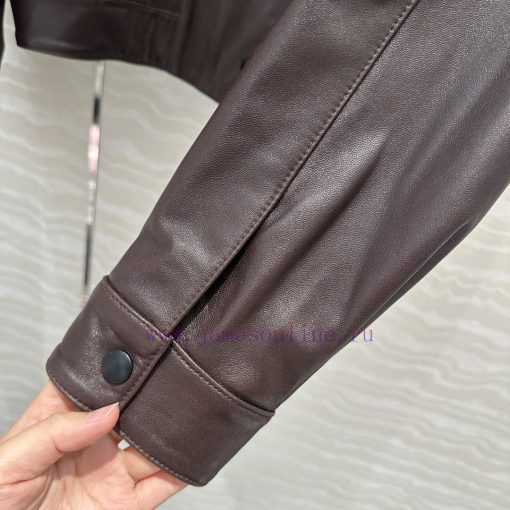 High End AW72702 SLoro Piana Liu Wen Song Jia The Same Retro Modern Clip Essential Leather Coat jotngvqt - Image 8