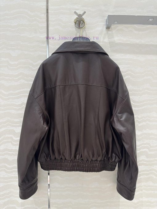 High End AW72702 SLoro Piana Liu Wen Song Jia The Same Retro Modern Clip Essential Leather Coat jotngvqt - Image 10