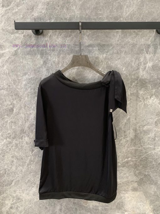 ZT55644 Chan * 24s Spring/Summer New Product Butterfly Tie Round Neck Single Sleeve Small Top M 93ekkepy - Image 2