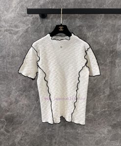 ZT60927 Chanel 25s Spring/Summer New Jacquard Slimming Knitted Top | Produced With Contrast Lac sl186l5a