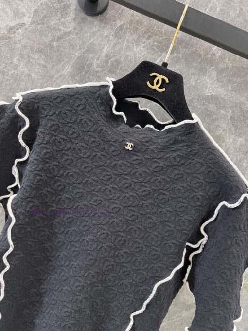 ZT60927 Chanel 25s Spring/Summer New Jacquard Slimming Knitted Top | Produced With Contrast Lac o1tudv8b - Image 4