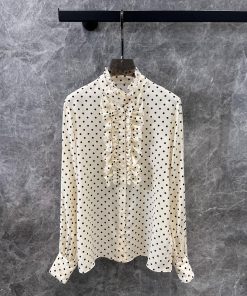 ZC60928 Valentino 25s Spring/Summer New Silk Ruffle Polka Dot Shirt | YB Has Developed A Perfec vzuhzuli