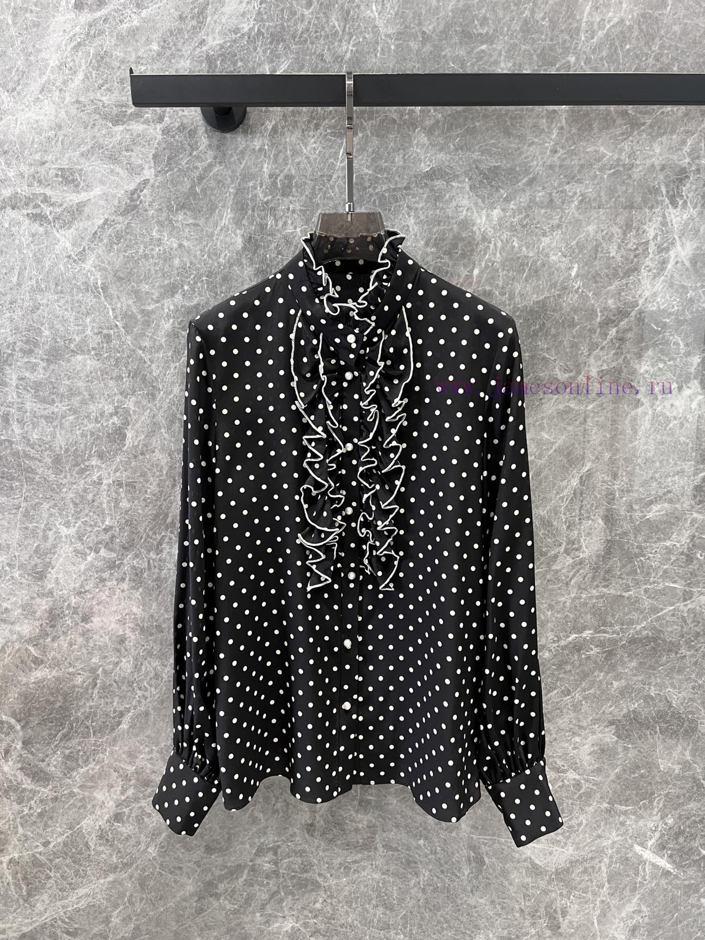 ZC60928 Valentino 25s Spring/Summer New Silk Ruffle Polka Dot Shirt | YB Has Developed A Perfec 8waskaop