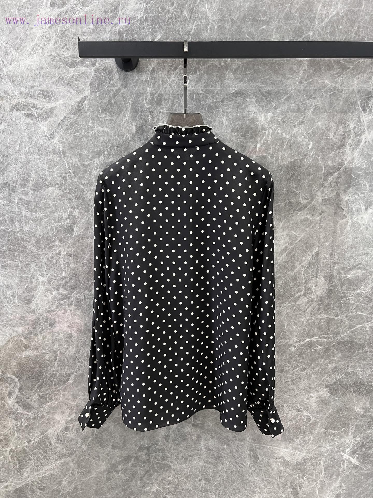 ZC60928 Valentino 25s Spring/Summer New Silk Ruffle Polka Dot Shirt | YB Has Developed A Perfec 8waskaop - Image 3