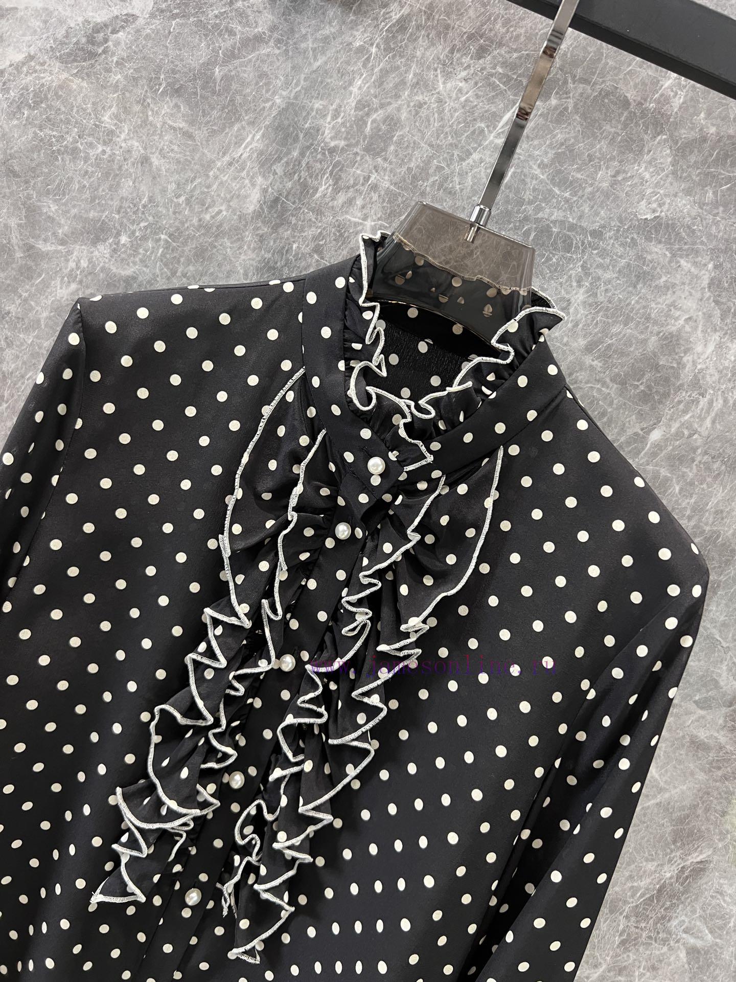 ZC60928 Valentino 25s Spring/Summer New Silk Ruffle Polka Dot Shirt | YB Has Developed A Perfec 8waskaop - Image 4