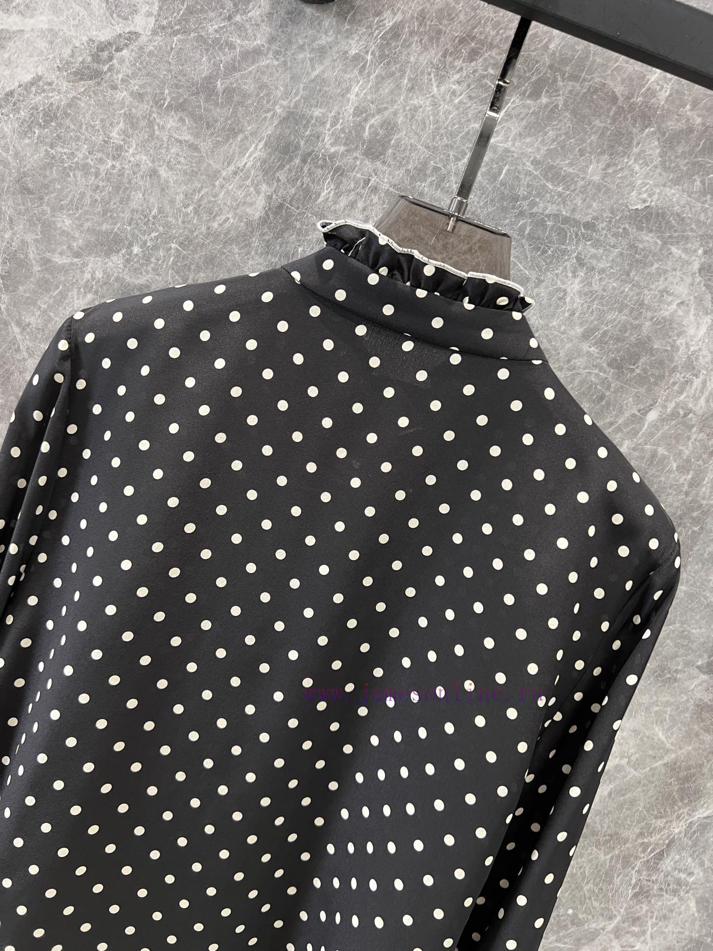ZC60928 Valentino 25s Spring/Summer New Silk Ruffle Polka Dot Shirt | YB Has Developed A Perfec 8waskaop - Image 5