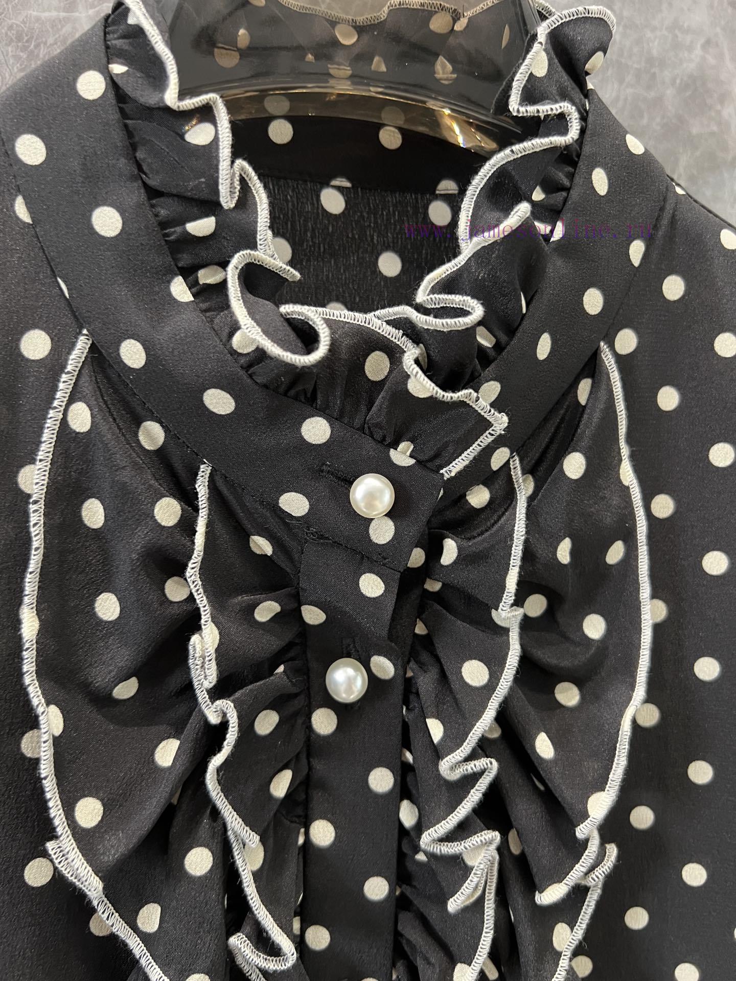 ZC60928 Valentino 25s Spring/Summer New Silk Ruffle Polka Dot Shirt | YB Has Developed A Perfec 8waskaop - Image 6