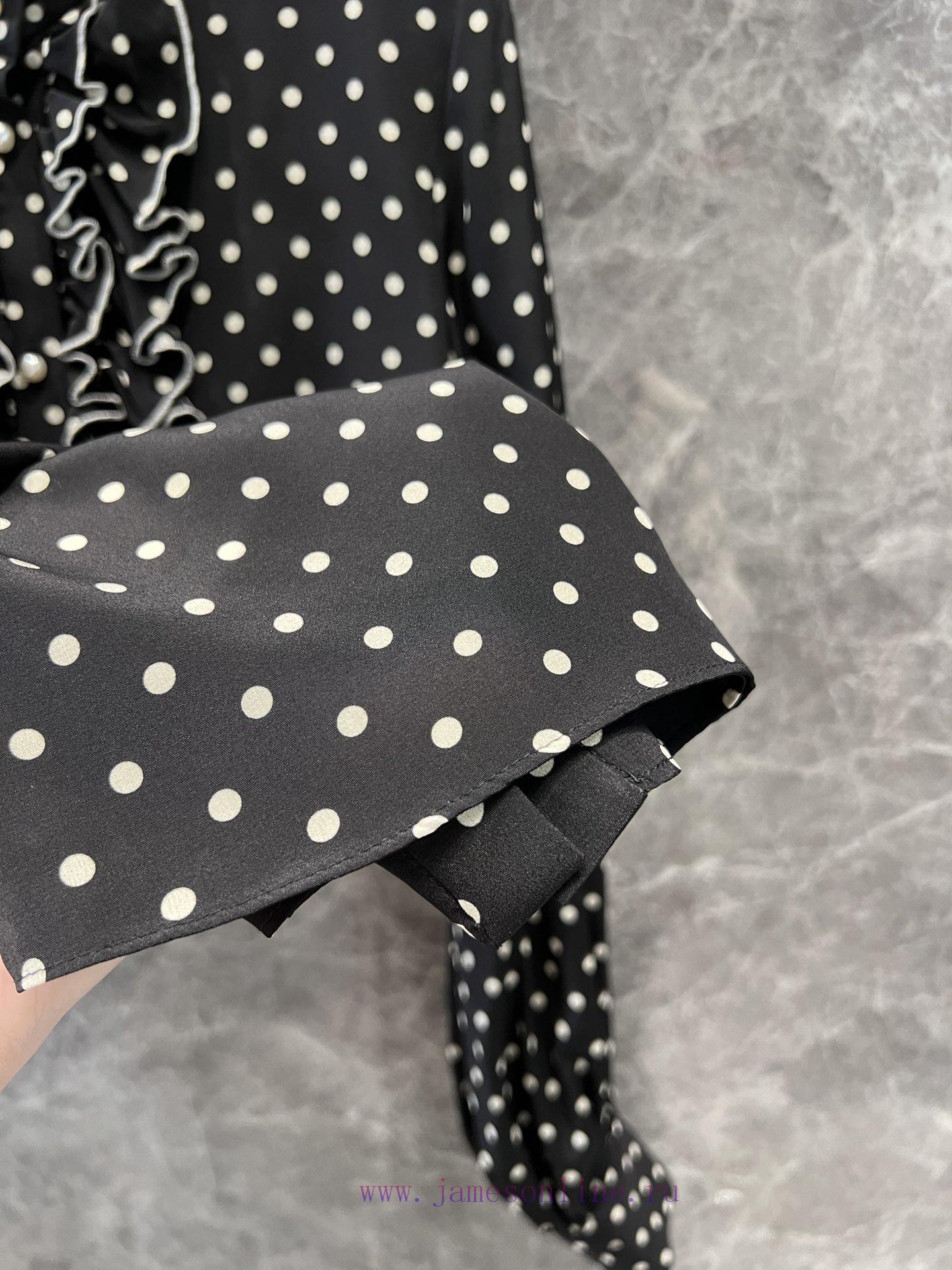 ZC60928 Valentino 25s Spring/Summer New Silk Ruffle Polka Dot Shirt | YB Has Developed A Perfec 8waskaop - Image 9