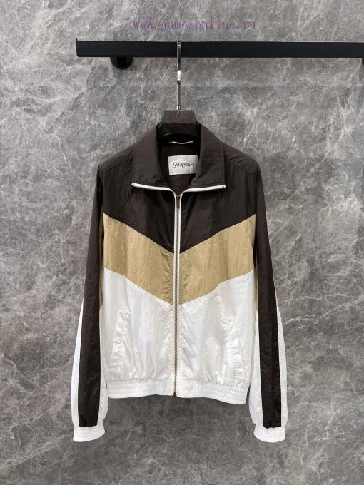 ZW60932 SAINT LAUR * NT 25Ss Early Spring New Color Blocked Pleated Nylon Jacket Jacket 丨 Devel ivtvrhj8