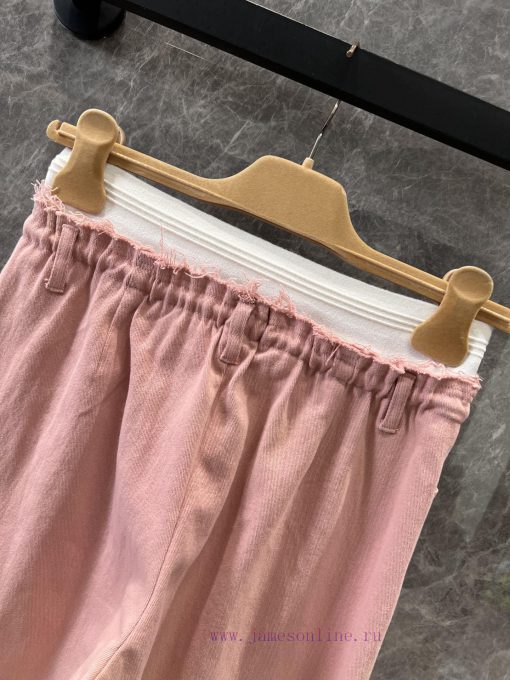 ZK60938 Miumi * 25Ss Spring/Summer New Letter Ribbon Waist Drawstring Raw Edge Casual Pants | T 3q637afh - Image 5