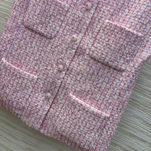 CW77130 Chanel 25 Early Spring Chanel Style Coarse Tweed Vest Jacket High-end Age Reducing Pink fo6zvej4 - Image 6