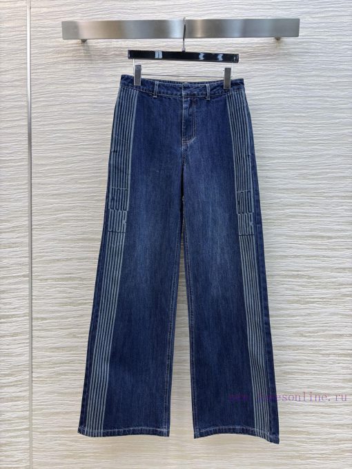 CK77135 Dior 25 Spring/Summer Double Sided Ribbon Splicing Design Straight Leg Jeans Super Easy g98mwfv3 - Image 2