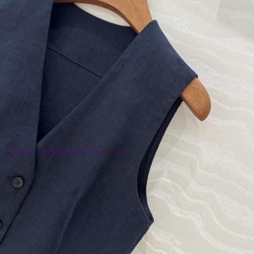 AT76660 Row Style Cotton Linen Camisole Vest Set Without Lining Vest Paired With Pleated Straig jnjqync6 - Image 6