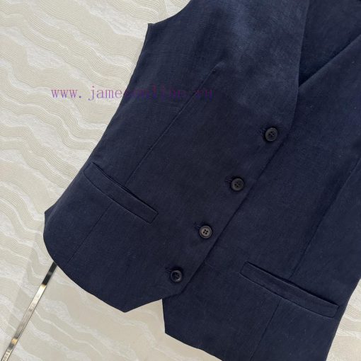 AT76660 Row Style Cotton Linen Camisole Vest Set Without Lining Vest Paired With Pleated Straig jnjqync6 - Image 7
