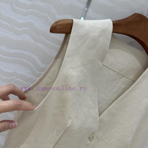 AT76660 Row Style Cotton Linen Camisole Vest Set Without Lining Vest Paired With Pleated Straig 2uksxq2b - Image 6