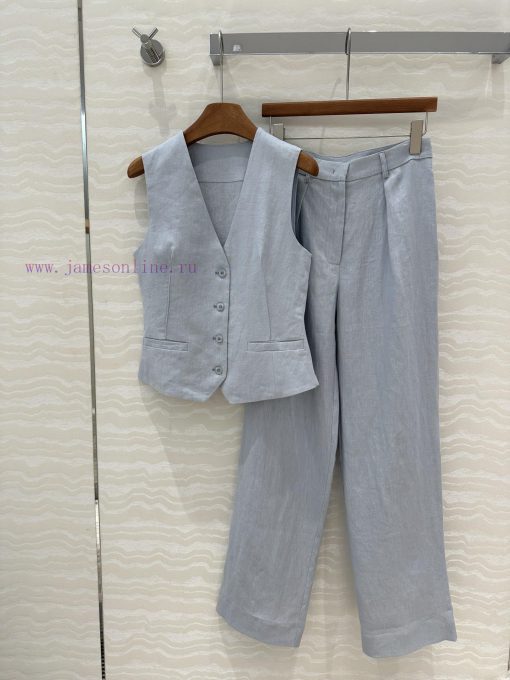 AT76660 Row Style Cotton Linen Camisole Vest Set Without Lining Vest Paired With Pleated Straig ulqzvj5b - Image 2