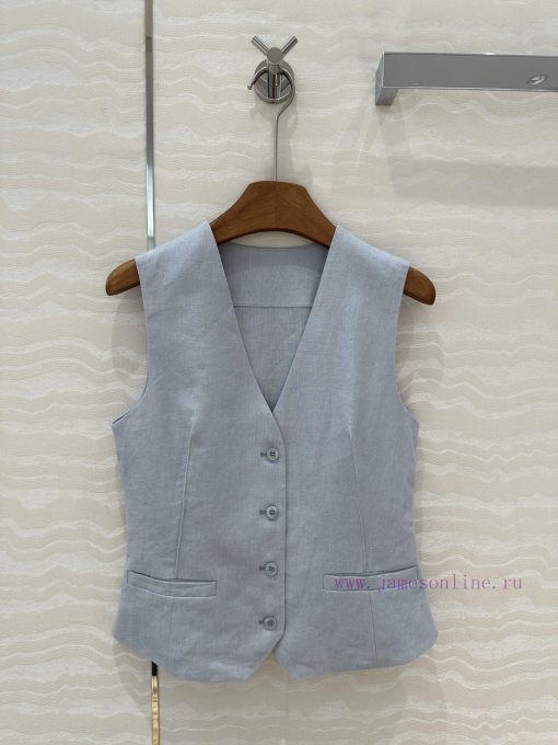 AT76660 Row Style Cotton Linen Camisole Vest Set Without Lining Vest Paired With Pleated Straig ulqzvj5b - Image 3