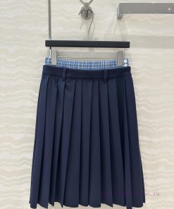 Hot Selling Recommendation AB76356 Miu Miu Women's College Style Youthful Girl Style Blue Grid 56e54pkb