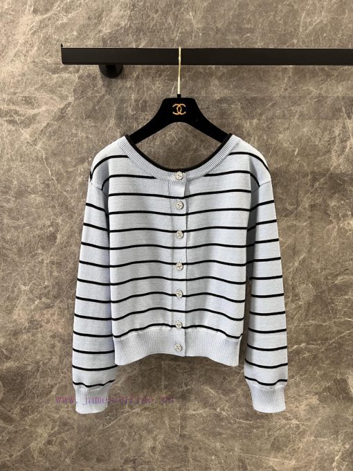 ZW60952 Chanel 25Ss Spring/Summer New Striped Short Knitted Cardigan Jacket | Customized Super ni3o3c8v - Image 2