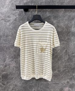 ZT60955 Dior 25Ss Spring/Summer New Linen Knitted Pentagram Short Sleeve Top 丨 YB Development's s1lsvqty