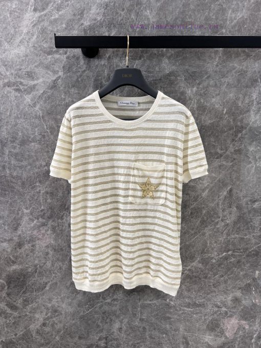 ZT60955 Dior 25Ss Spring/Summer New Linen Knitted Pentagram Short Sleeve Top 丨 YB Development's s1lsvqty - Image 2