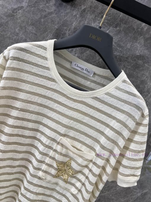 ZT60955 Dior 25Ss Spring/Summer New Linen Knitted Pentagram Short Sleeve Top 丨 YB Development's s1lsvqty - Image 4