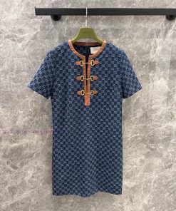 ZL60959 Gucci25Ss Spring/Summer New Classic Double G Old Flower Round Collar Decorative Dress | onkulu6g