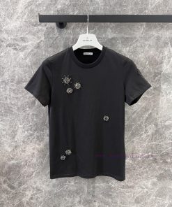 ZT60962 Moncl * 25Ss Spring/Summer New Imported Nail Diamond Round Neck Short Sleeve T-shirt | 1ic9d0tg