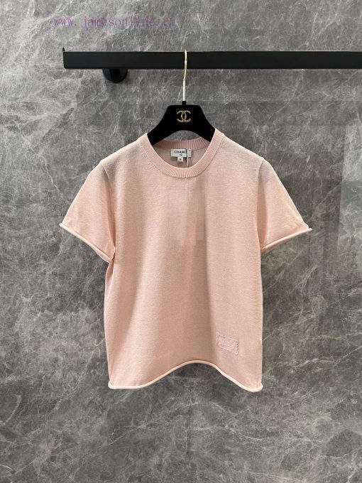 ZT60967 Chanel 25ss Summer New Candy Color Knitted Lace Logo Short Sleeve Top | Original Custom 7aztepf1 - Image 2