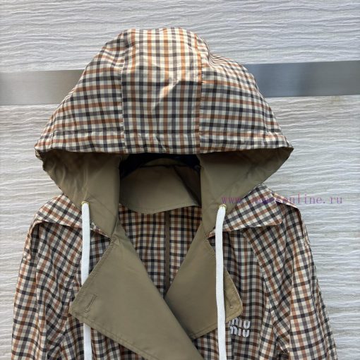 CW77168 Miu Miu 25 Early Spring New Style Hooded Plaid Windbreaker With High-end Style Retro Pl j3m1xwzt - Image 3