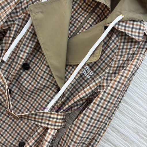 CW77168 Miu Miu 25 Early Spring New Style Hooded Plaid Windbreaker With High-end Style Retro Pl j3m1xwzt - Image 8