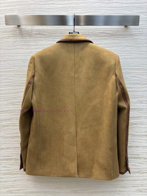 CW77167 Miu Miu 25 Early Spring Letter Embroidery Machine Suede Suit Jacket Fashionable Silhoue umum1vt1 - Image 9