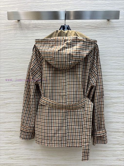 CW77168 Miu Miu 25 Early Spring New Style Hooded Plaid Windbreaker With High-end Style Retro Pl j3m1xwzt - Image 9