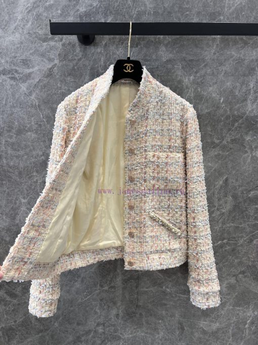 ZW60969 Chanel 25P Spring/Summer New Lemon Yellow Coarse Fleece Stand Up Neck Short Coat | Deve w45hwqnj - Image 3
