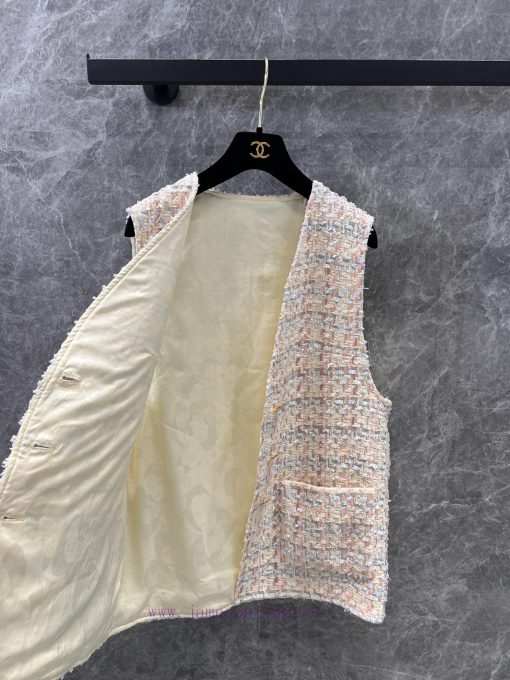 ZW60970 Chanel 25P Spring/Summer New Lemon Yellow Coarse Fleece Vest Coat | YB Developed V-neck ugjnq79b - Image 3