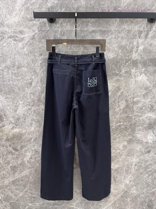 ZK60975 Loewe 25Ss Spring/Summer New Open Thread Design Pocket Embroidered Strap Denim Pants 丨 rlc2ojp8 - Image 3