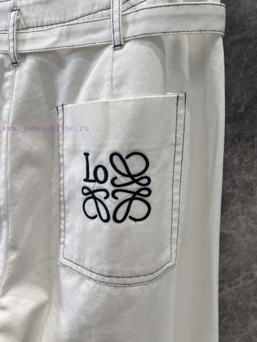 ZK60975 Loewe 25Ss Spring/Summer New Open Thread Design Pocket Embroidered Strap Denim Pants 丨 8mb1r4wm - Image 7