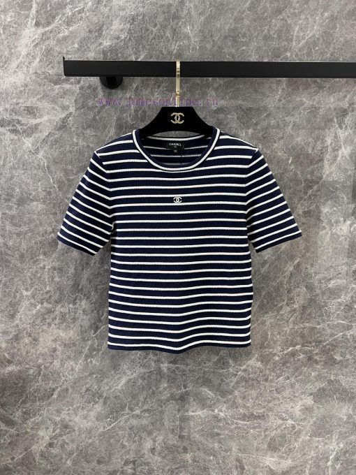 ZT60976 Chanel 25Ss Spring/Summer New Hook And Stripe Knitted Short Sleeve Top 丨 Produced With ngpg7d9y