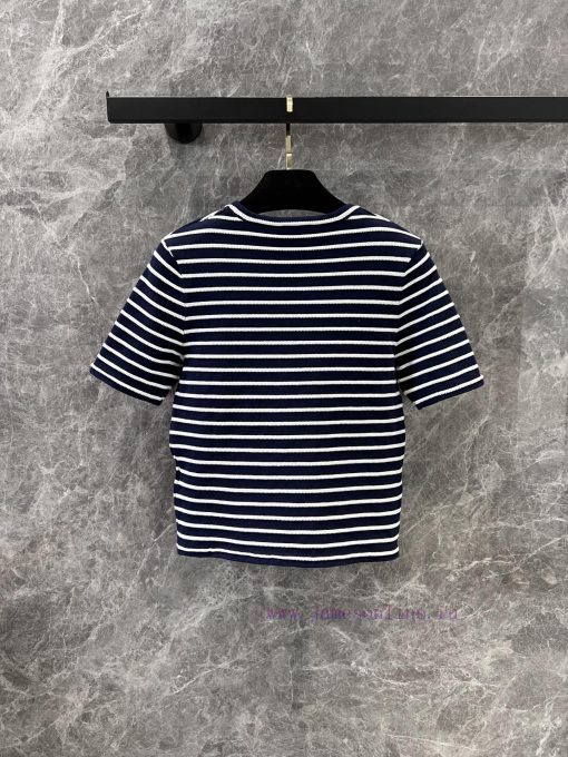 ZT60976 Chanel 25Ss Spring/Summer New Hook And Stripe Knitted Short Sleeve Top 丨 Produced With ngpg7d9y - Image 3