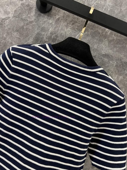 ZT60976 Chanel 25Ss Spring/Summer New Hook And Stripe Knitted Short Sleeve Top 丨 Produced With ngpg7d9y - Image 5