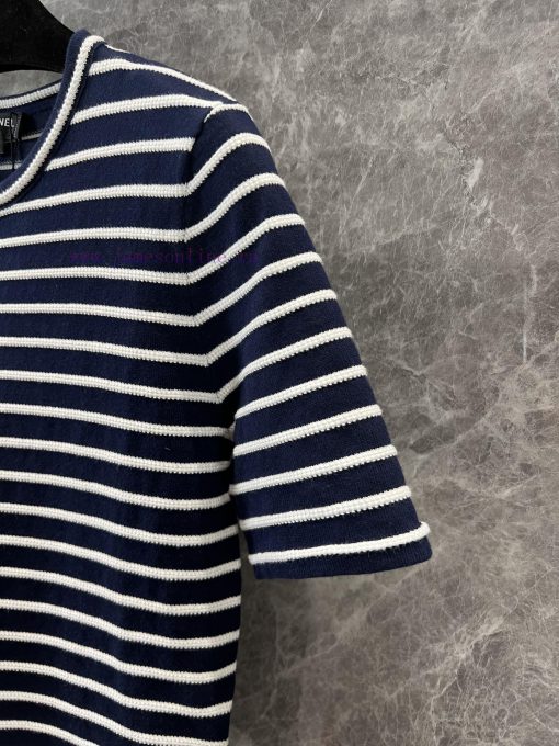 ZT60976 Chanel 25Ss Spring/Summer New Hook And Stripe Knitted Short Sleeve Top 丨 Produced With ngpg7d9y - Image 7